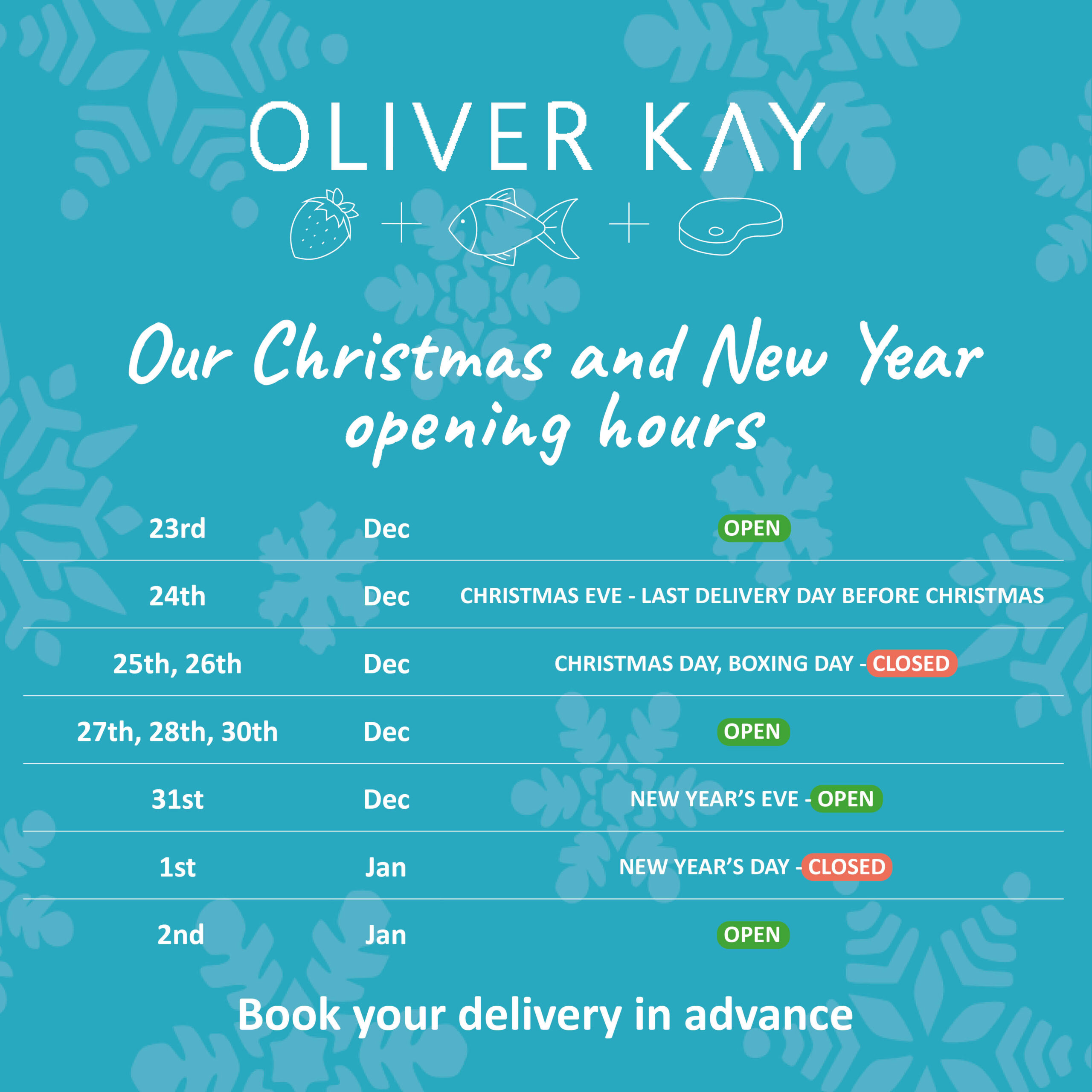 Christmas & New Year Delivery Dates